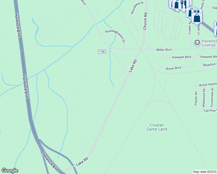 map of restaurants, bars, coffee shops, grocery stores, and more near 310B Lake Road in Havelock