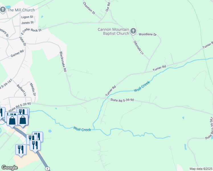 map of restaurants, bars, coffee shops, grocery stores, and more near 388 Turner Road in Pickens