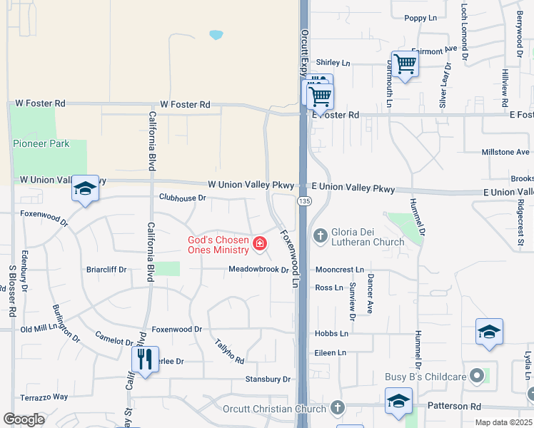 map of restaurants, bars, coffee shops, grocery stores, and more near 269 Eastbourne Terrace in Orcutt