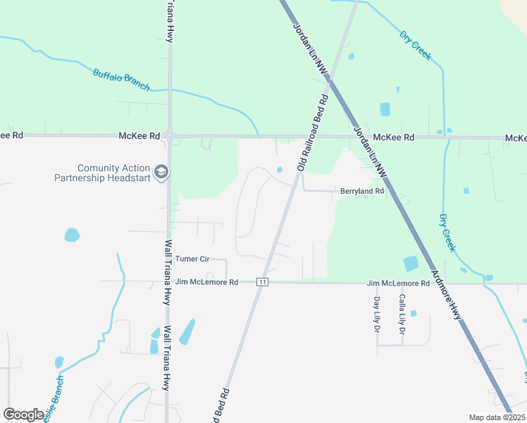 map of restaurants, bars, coffee shops, grocery stores, and more near 5030 Old Railroad Bed Road in Harvest