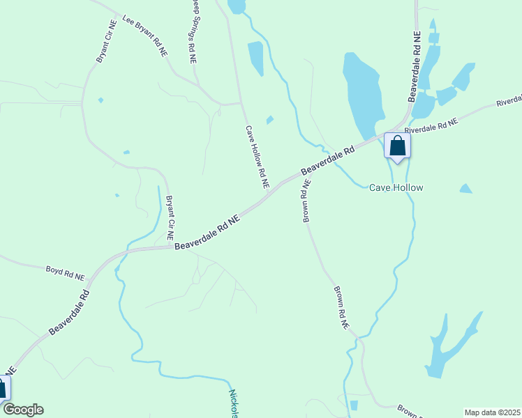 map of restaurants, bars, coffee shops, grocery stores, and more near 1640 Beaverdale Road Northeast in Dalton