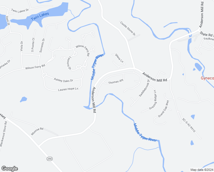 map of restaurants, bars, coffee shops, grocery stores, and more near 5921 Anderson Mill Rd in Spartanburg