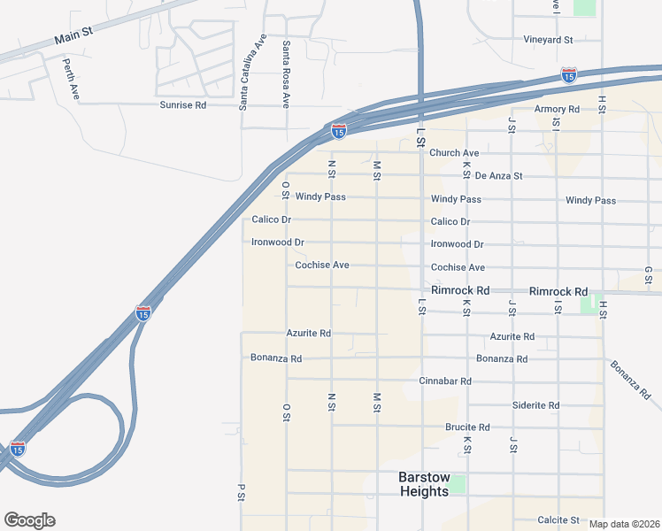 map of restaurants, bars, coffee shops, grocery stores, and more near 27528 Rimrock Road in Barstow
