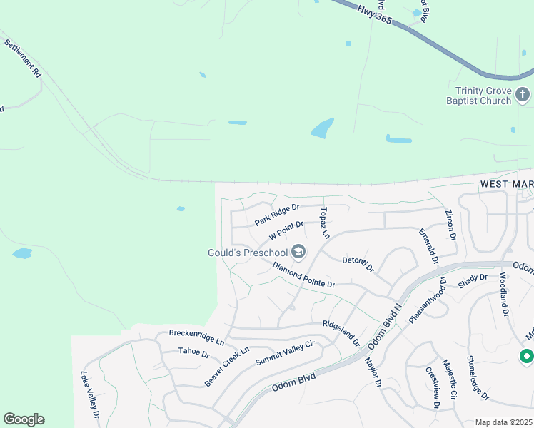 map of restaurants, bars, coffee shops, grocery stores, and more near 20 Park Ridge Drive in Maumelle