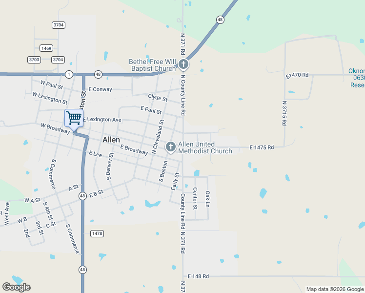 map of restaurants, bars, coffee shops, grocery stores, and more near 806 East Broadway in Allen