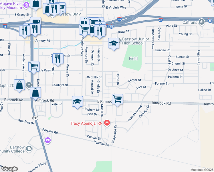 map of restaurants, bars, coffee shops, grocery stores, and more near 1000 Windy Pass in Barstow
