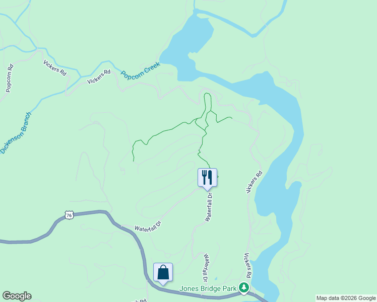 map of restaurants, bars, coffee shops, grocery stores, and more near Winterberry Trail in Clayton