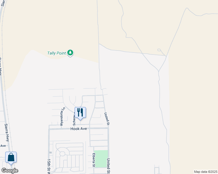 map of restaurants, bars, coffee shops, grocery stores, and more near Barrington Avenue in Rosamond