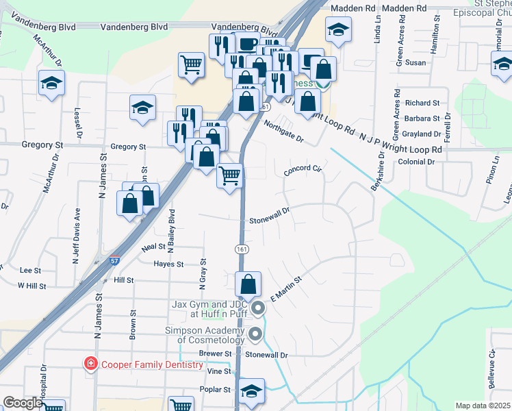 map of restaurants, bars, coffee shops, grocery stores, and more near in Jacksonville