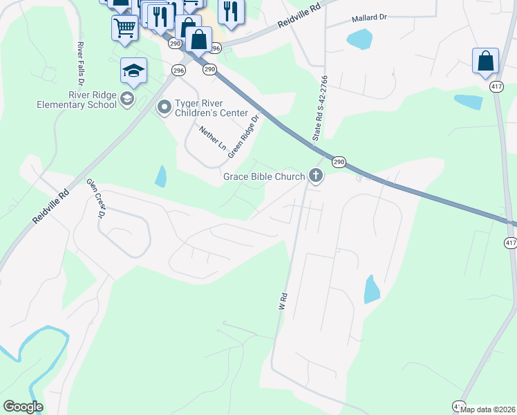 map of restaurants, bars, coffee shops, grocery stores, and more near 132 Pedro Pearson Road in Moore