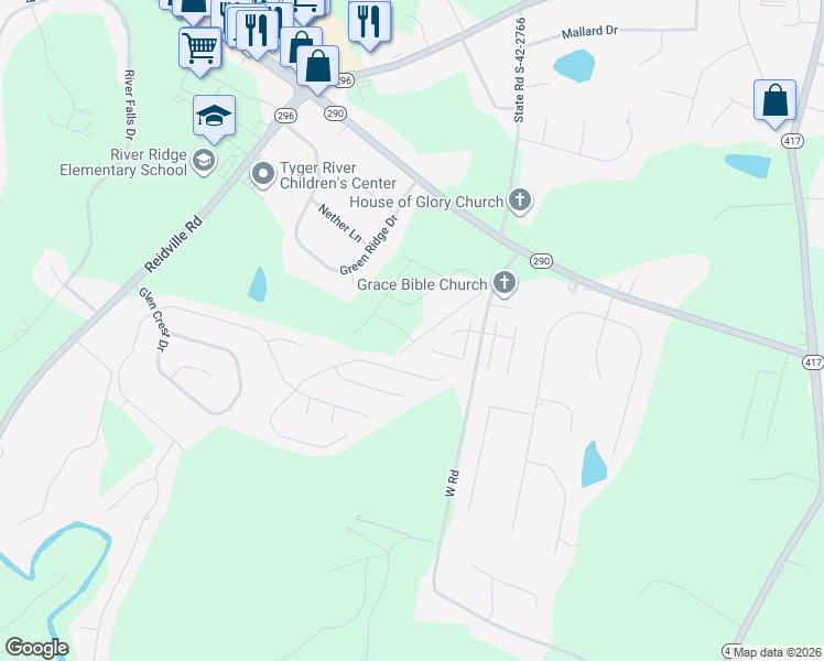 map of restaurants, bars, coffee shops, grocery stores, and more near 132 Pedro Pearson Road in Moore