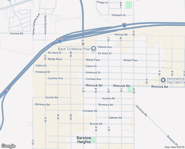 map of restaurants, bars, coffee shops, grocery stores, and more near 34590 K Street in Barstow
