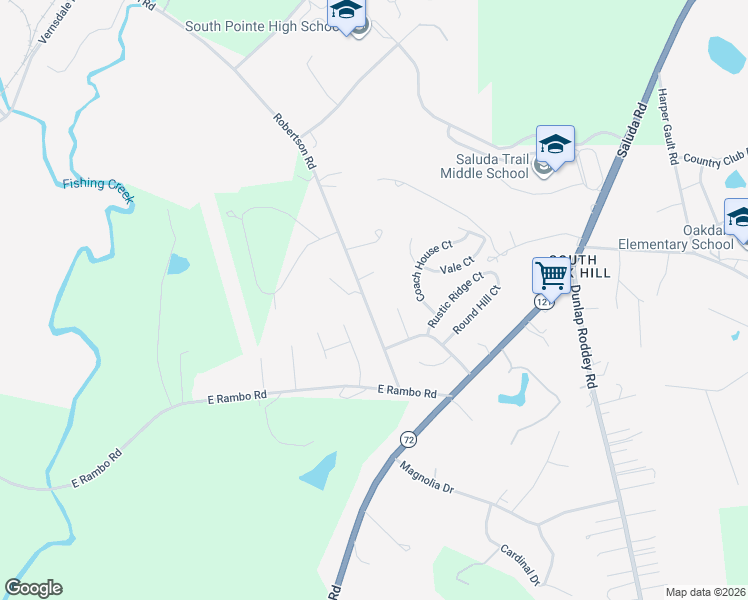 map of restaurants, bars, coffee shops, grocery stores, and more near 748 Robertson Road in Rock Hill