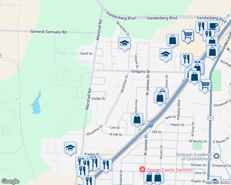 map of restaurants, bars, coffee shops, grocery stores, and more near 1304 McArthur Drive in Jacksonville