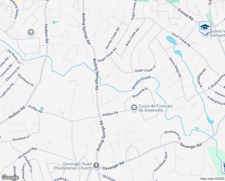 map of restaurants, bars, coffee shops, grocery stores, and more near 10 Riverton Court in Greer