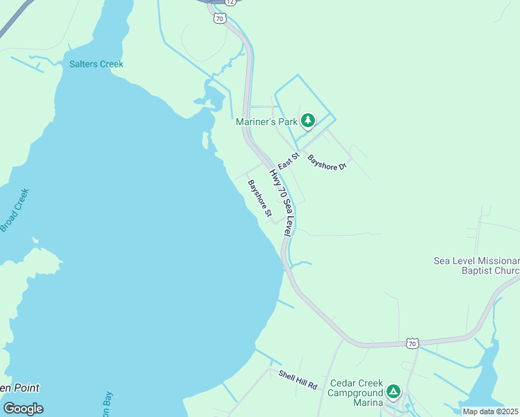 map of restaurants, bars, coffee shops, grocery stores, and more near 152 Bayshore Street in Sealevel