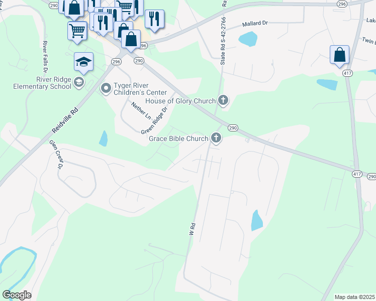 map of restaurants, bars, coffee shops, grocery stores, and more near 116 Pedro Pearson Road in Moore