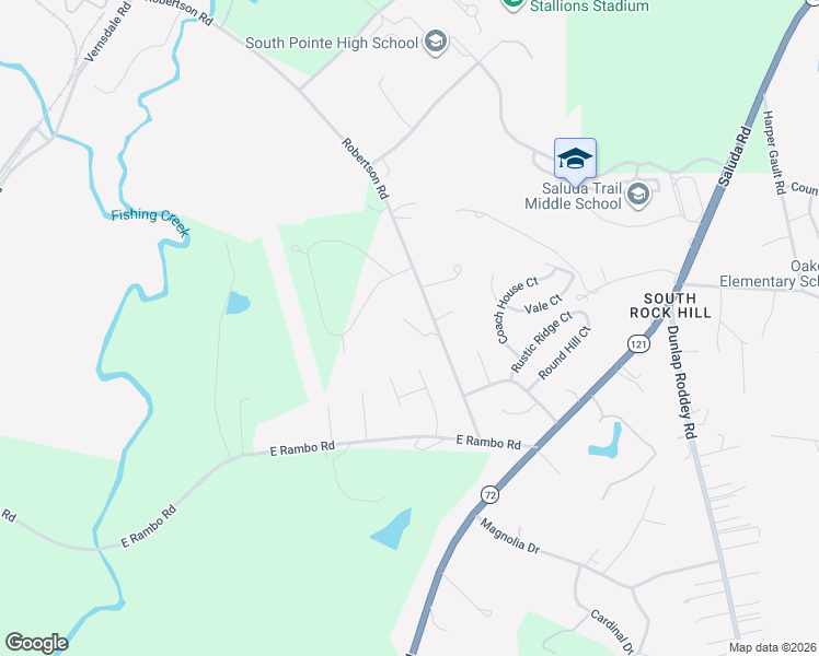 map of restaurants, bars, coffee shops, grocery stores, and more near 665 Robertson Road in Rock Hill