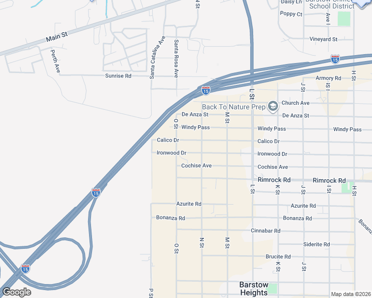 map of restaurants, bars, coffee shops, grocery stores, and more near 27474 Ironwood Drive in Barstow