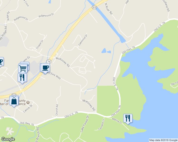 map of restaurants, bars, coffee shops, grocery stores, and more near 55 Cherrywood Court in Blue Ridge