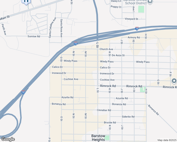 map of restaurants, bars, coffee shops, grocery stores, and more near Calico Drive in Barstow