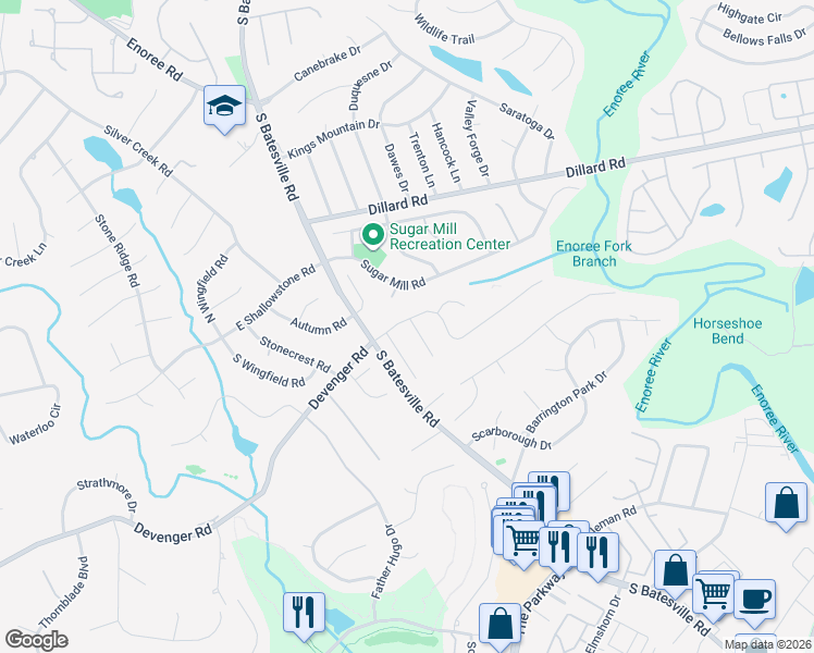 map of restaurants, bars, coffee shops, grocery stores, and more near 5 Landstone Court in Greer