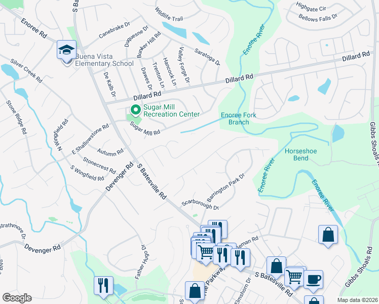 map of restaurants, bars, coffee shops, grocery stores, and more near 324 Ascot Ridge Lane in Greer