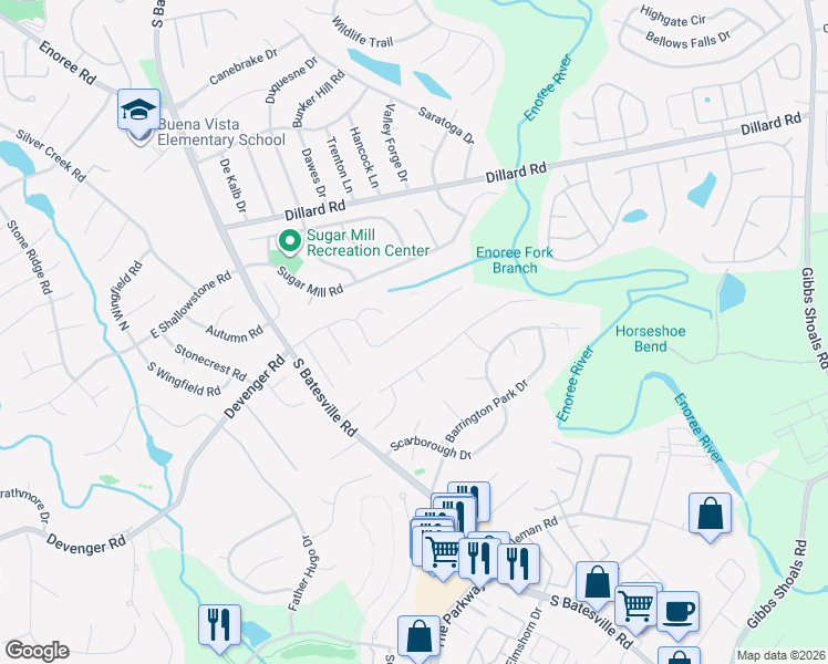map of restaurants, bars, coffee shops, grocery stores, and more near 324 Ascot Ridge Lane in Greer