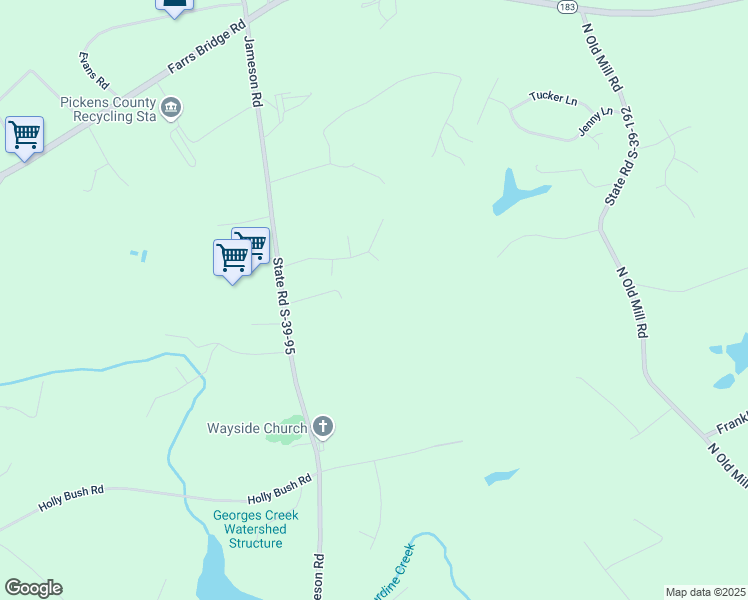 map of restaurants, bars, coffee shops, grocery stores, and more near 606 Jameson Road in Easley