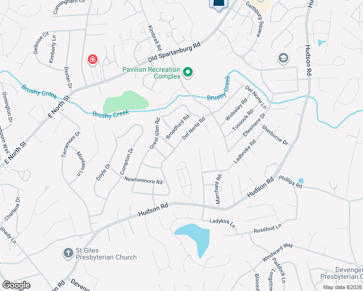 map of restaurants, bars, coffee shops, grocery stores, and more near 206 Del Norte Road in Greenville