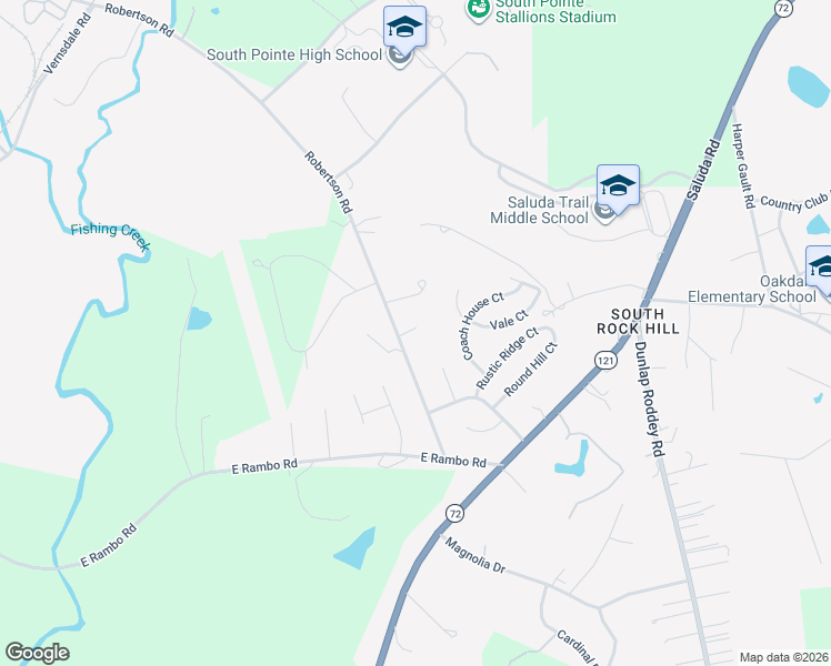 map of restaurants, bars, coffee shops, grocery stores, and more near 748 Robertson Road in Rock Hill