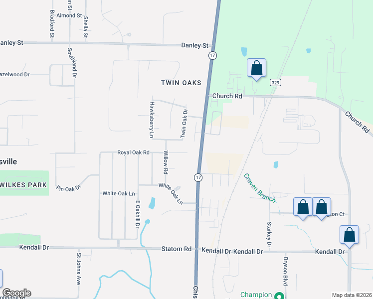 map of restaurants, bars, coffee shops, grocery stores, and more near Royal Oak Road in Florence