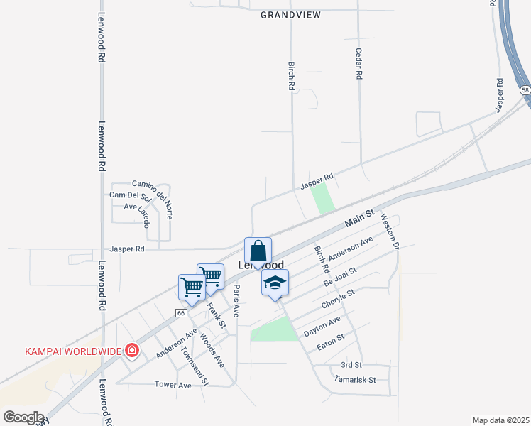 map of restaurants, bars, coffee shops, grocery stores, and more near 25329 Jasper Road in Barstow
