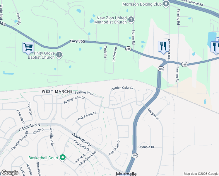 map of restaurants, bars, coffee shops, grocery stores, and more near 50 Garden Oaks Drive in Maumelle