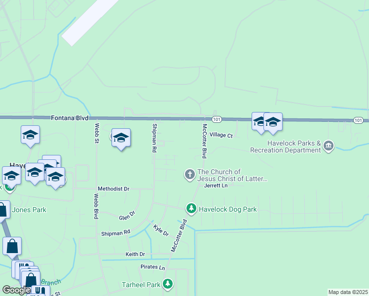 map of restaurants, bars, coffee shops, grocery stores, and more near 120 Jenny Lane in Havelock