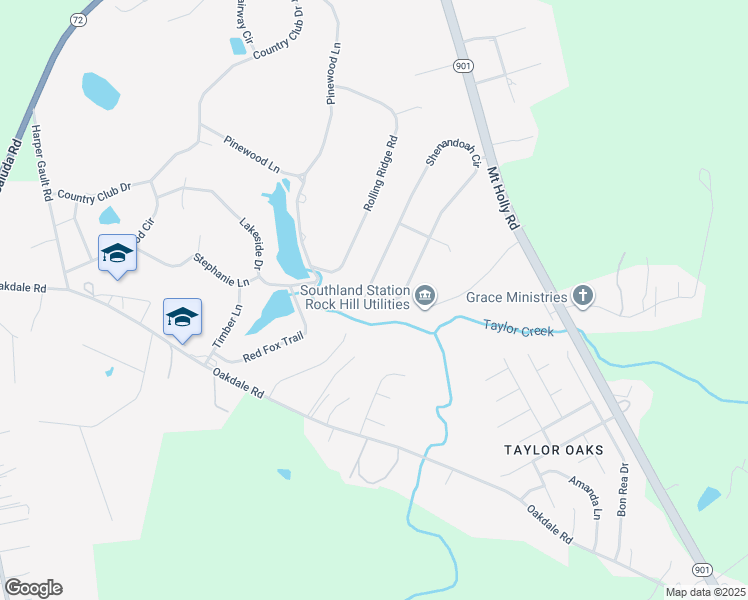 map of restaurants, bars, coffee shops, grocery stores, and more near 1380 Jessicas Way in Rock Hill