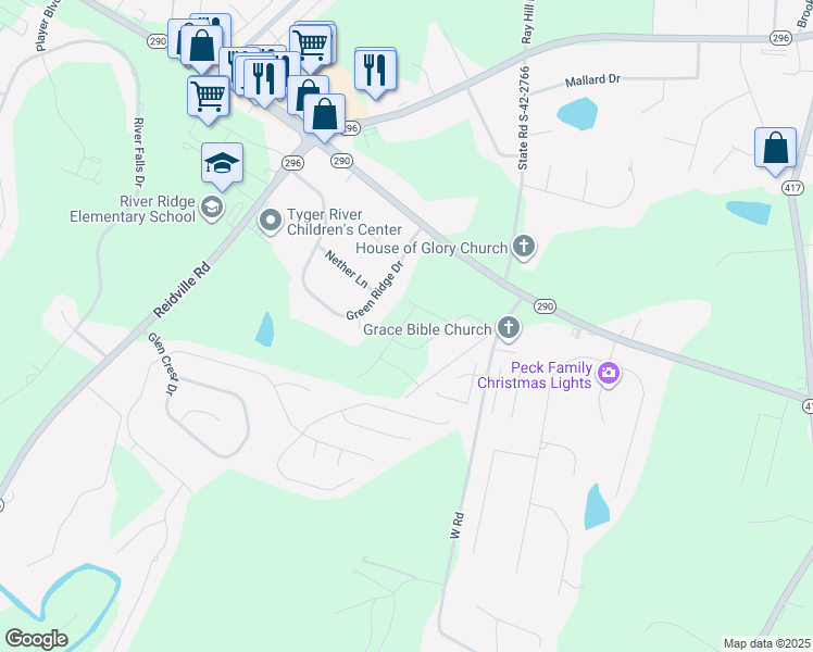 map of restaurants, bars, coffee shops, grocery stores, and more near 230 Green Ridge Drive in Moore