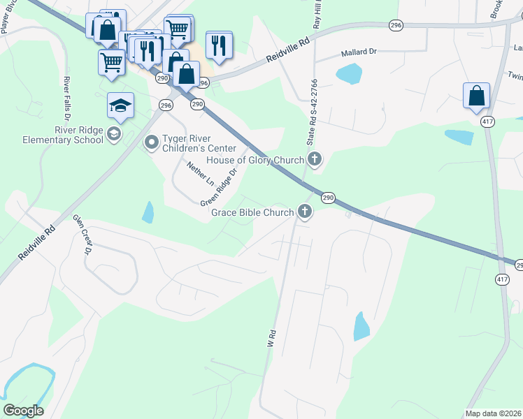 map of restaurants, bars, coffee shops, grocery stores, and more near 116 Pedro Pearson Road in Moore