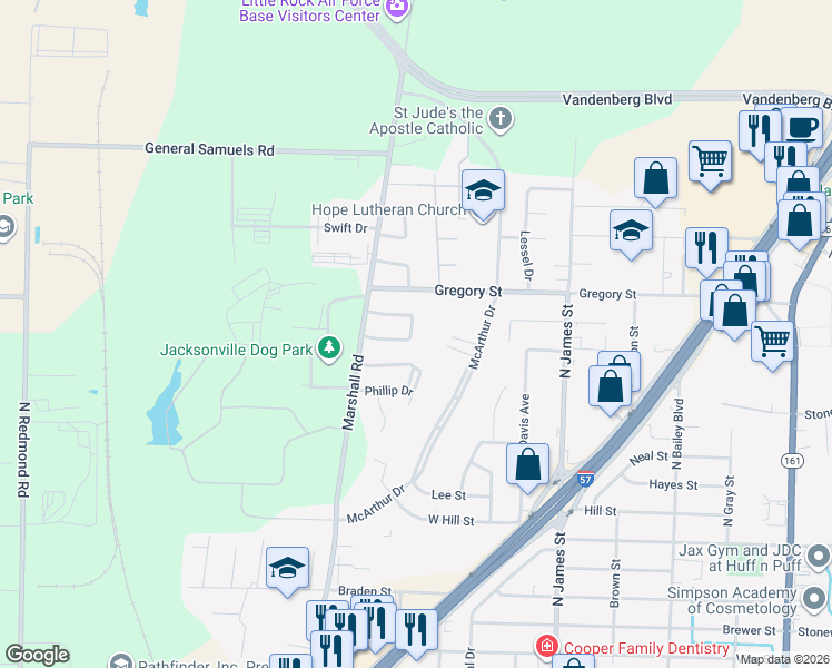 map of restaurants, bars, coffee shops, grocery stores, and more near 1415 Rebel Drive in Jacksonville