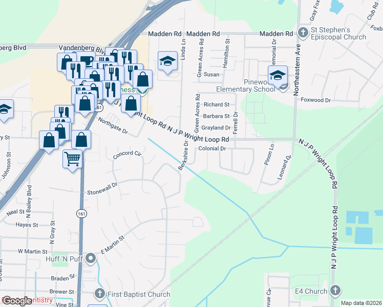 map of restaurants, bars, coffee shops, grocery stores, and more near 996 Colonial Drive in Jacksonville