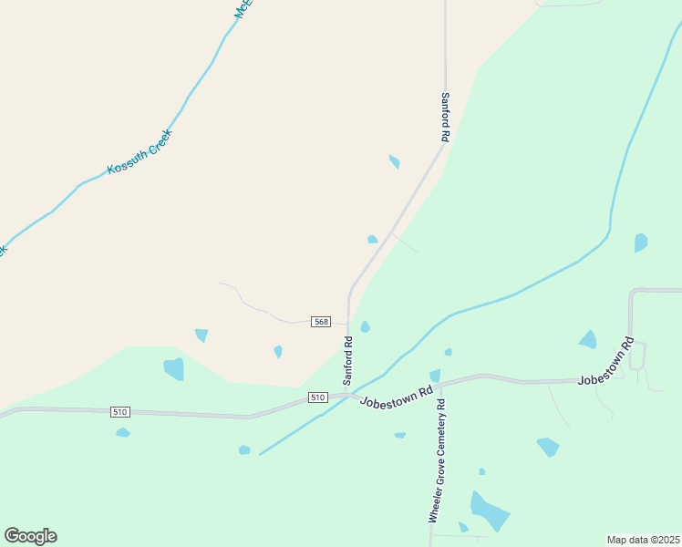 map of restaurants, bars, coffee shops, grocery stores, and more near Sanford Road in Corinth