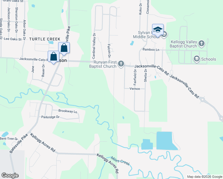 map of restaurants, bars, coffee shops, grocery stores, and more near 15 Lenox Drive in North Little Rock