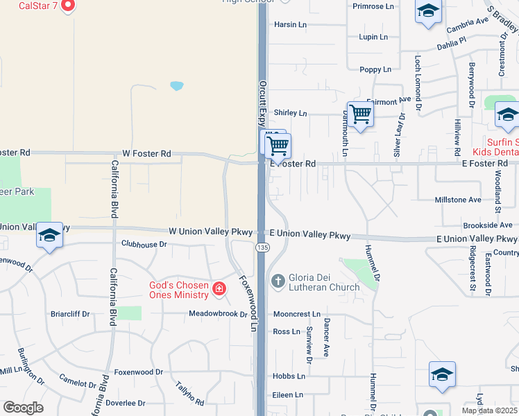 map of restaurants, bars, coffee shops, grocery stores, and more near Orcutt Expressway in Santa Barbara County