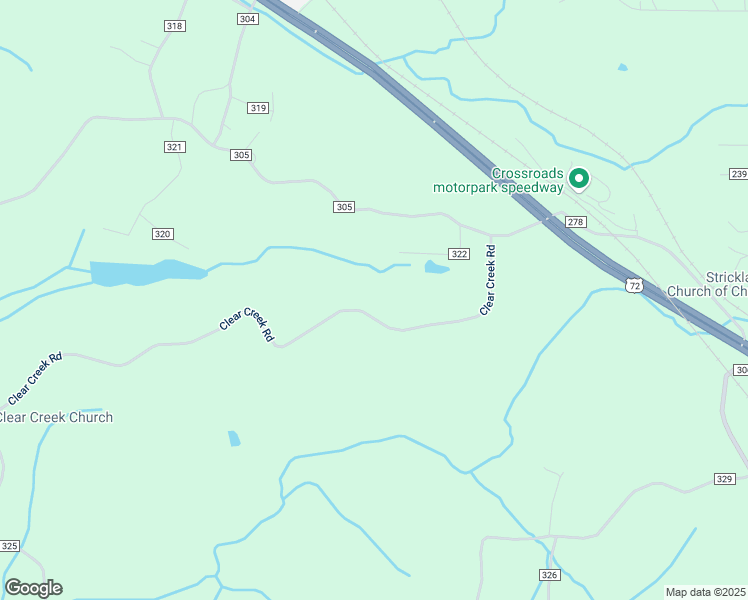 map of restaurants, bars, coffee shops, grocery stores, and more near Clear Creek Road in Corinth