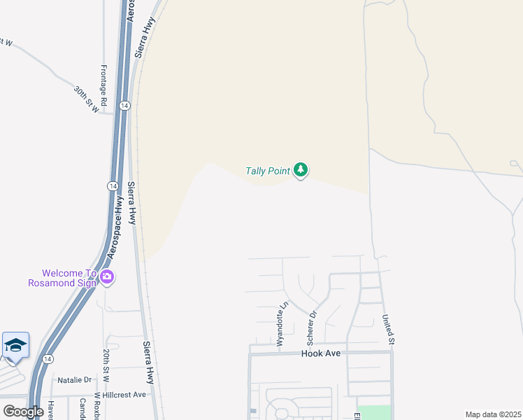 map of restaurants, bars, coffee shops, grocery stores, and more near 4141 15th Street West in Rosamond