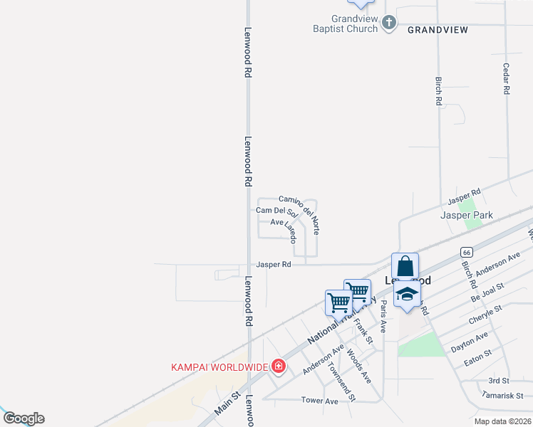 map of restaurants, bars, coffee shops, grocery stores, and more near 24953 Camino Del Sol in Barstow