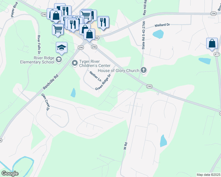 map of restaurants, bars, coffee shops, grocery stores, and more near 230 Green Ridge Drive in Moore