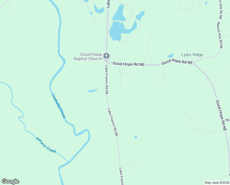 map of restaurants, bars, coffee shops, grocery stores, and more near 2446 Lake Francis Road Northeast in Dalton