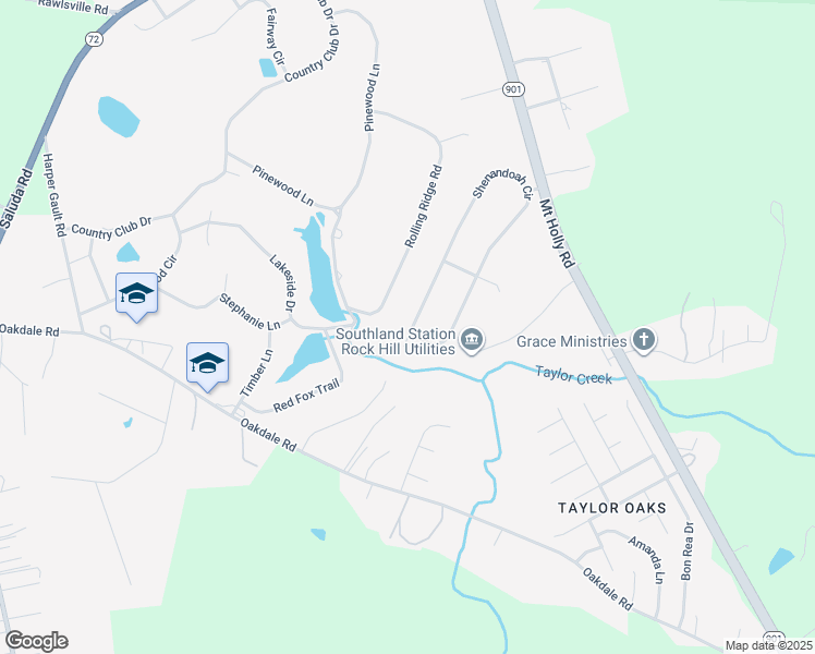 map of restaurants, bars, coffee shops, grocery stores, and more near 1380 Jessicas Way in Rock Hill