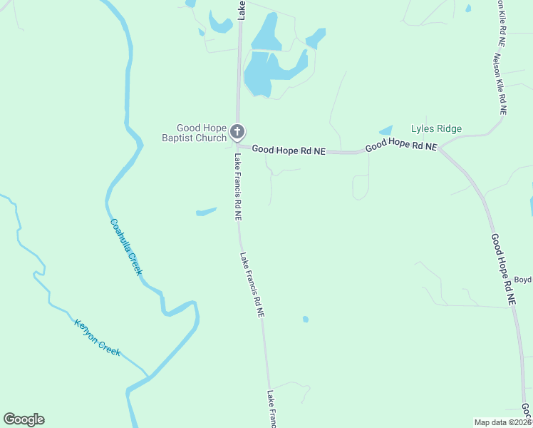 map of restaurants, bars, coffee shops, grocery stores, and more near 2446 Lake Francis Road Northeast in Dalton